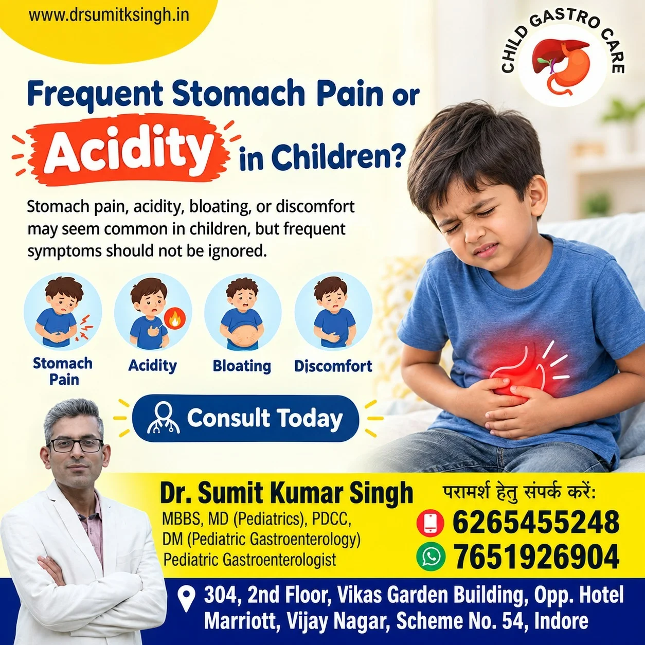 Child Stomach Pain & Acidity Treatment in Indore